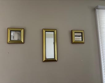Set von 3 Vintage Spiegeln in Gold Holzrahmen