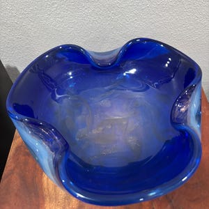Vintage Mid-Century Murano Cobalt and Sparkle Ashtray