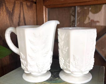 Vintage Westmoreland Paneled Sugar & Creamer Set
