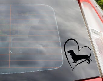 Dachshund Heart Silhouette Decal