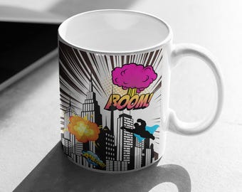 Superhero Comic Book Mug, Geek Gift, Office Decor