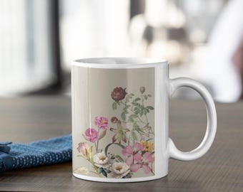 Taza de cerámica floral vintage (325 ml, 405 ml)