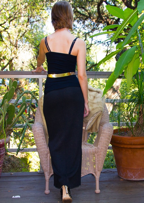 Black Wool Slitted Maxi-Skirt - image 2