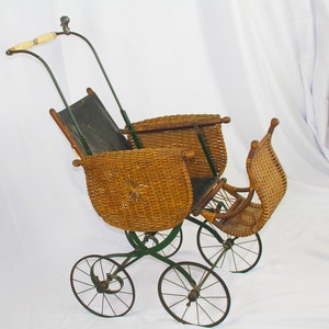 VICTORIAN WICKER Baby Doll BUGGY image 1