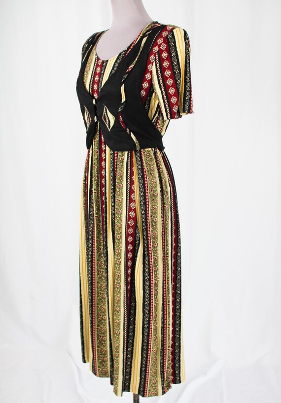 1980s Striped Dress with Vest - image 3