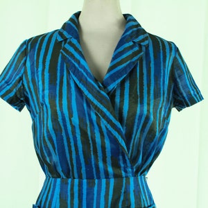 50s Blue Striped Dress by Jerry Gilden