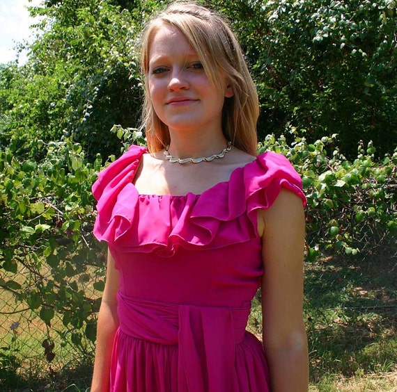 70s Hot PINK COCKTAIL Mini DRESS