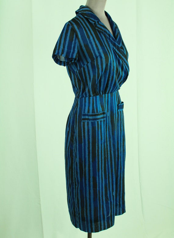 50s Blue Striped Dress by Jerry Gilden - image 3