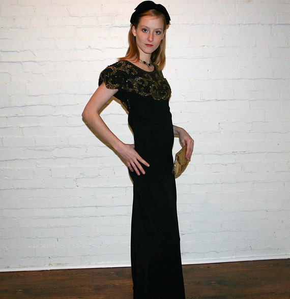 1940s BEADED Black COCKTAIL DRESS - Etsy