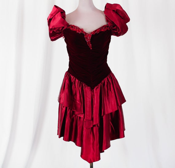 1980s Burgundy Party Dress by Zum Zum - image 1