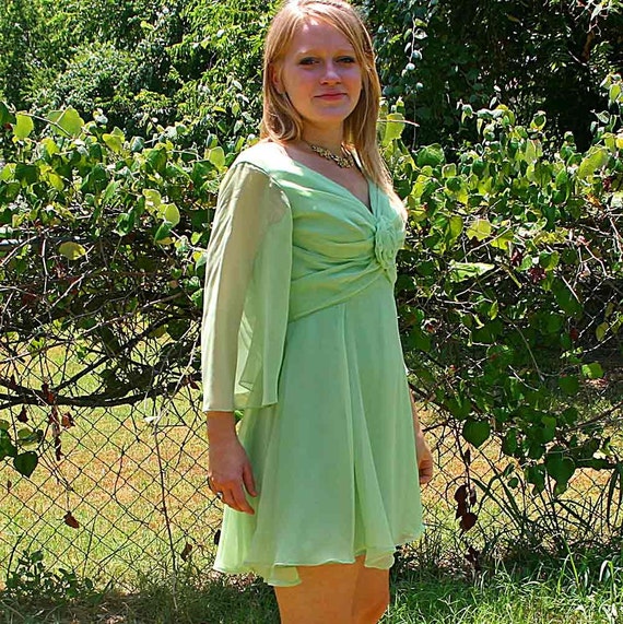 60s Mod Lime Green COCKTAIL MINI DRESS - image 2