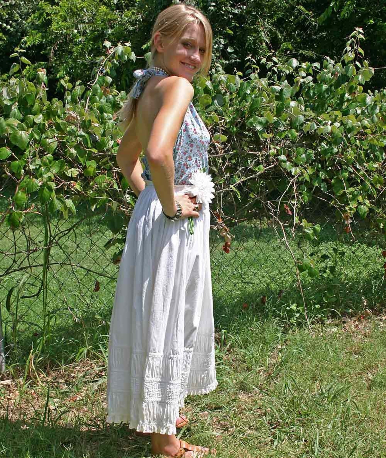 Vintage WHITE SHIRRED SKIRT - Etsy