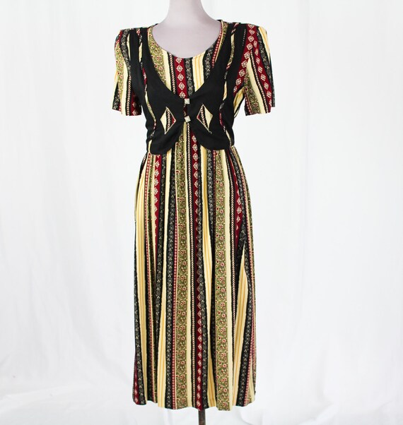 1980s Striped Dress with Vest - image 2