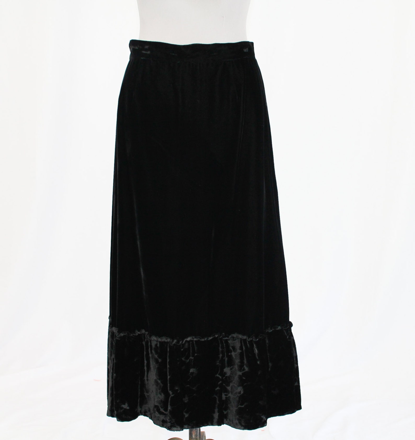 Vintage Black VELVET MIDI-SKIRT - Etsy