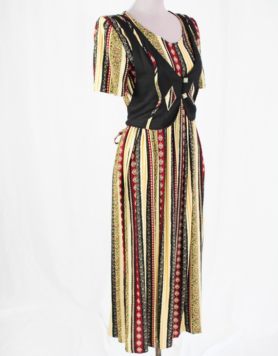 1980s Striped Dress with Vest - image 4