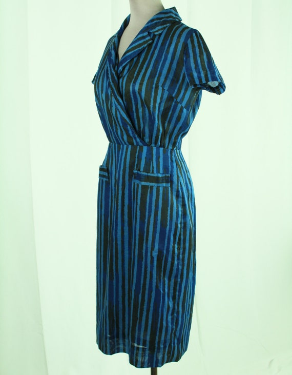 50s Blue Striped Dress by Jerry Gilden - image 5