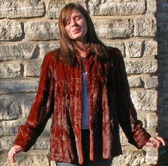 1940s MAHOGANY Sheared BEAVER JACKET
