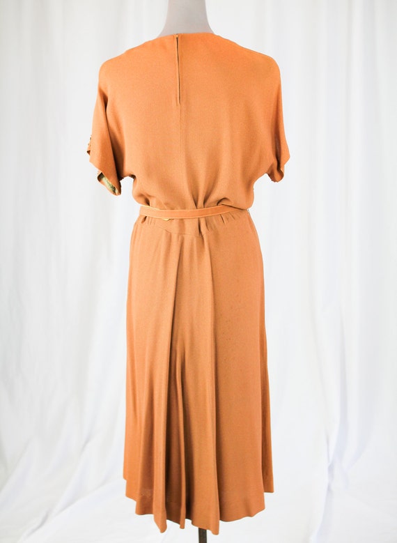 40s TAUPE Crepe BEADED DRESS - image 4