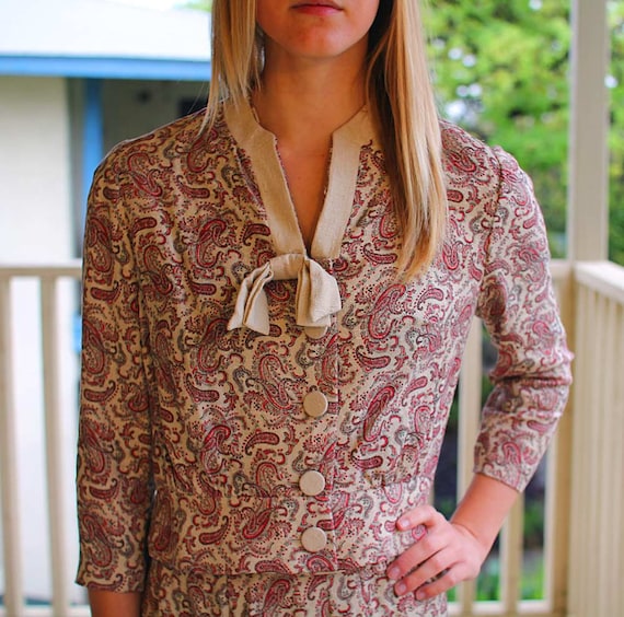 1960s Paisley Matching Skirt and Blouse