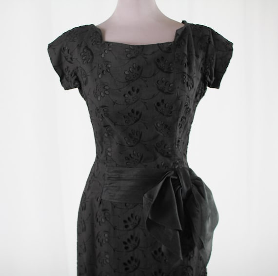 50s Black Eyelet Cocktail Dress
