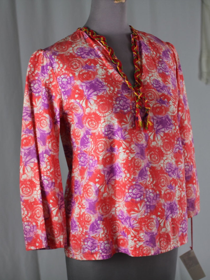 70s Psychedelic Cotton Blouse