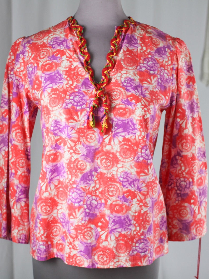 70s Psychedelic Cotton Blouse