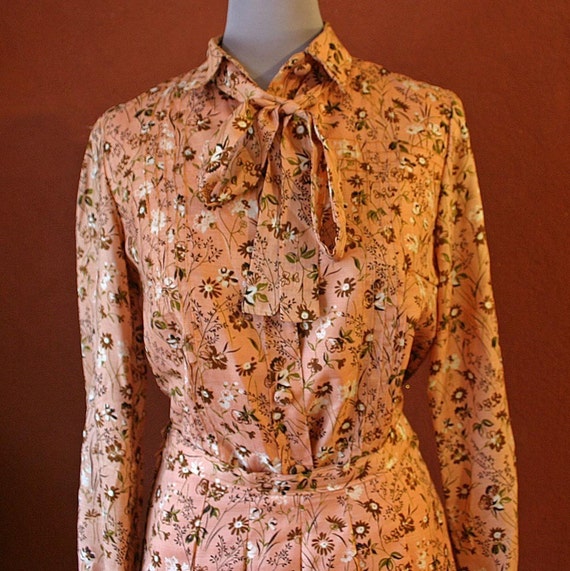 80s SILK Secretary SKIRT And BLOUSE Set - image 2