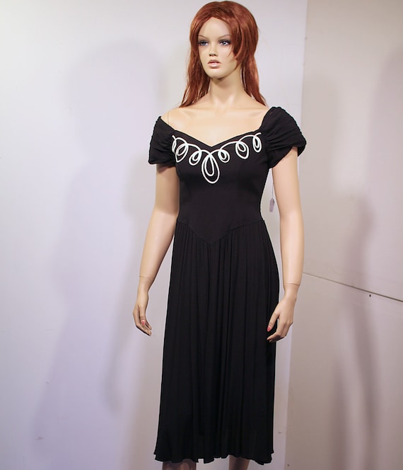 80s Black Dress with Soutache