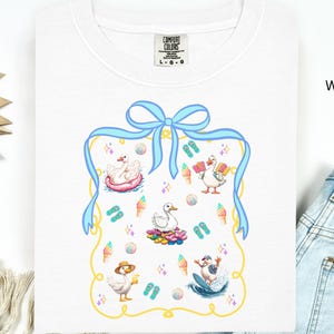 Cute Summer Goose T-Shirt | Funny Beach Goose Shirt | Pastel Ice Cream and Pool Goose Tee | Summer Vacation Shirt
