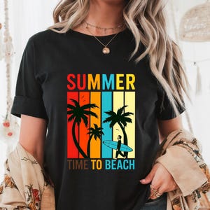 Retro Summer Beach T-Shirt: Surf Palm Tree Graphic Tee