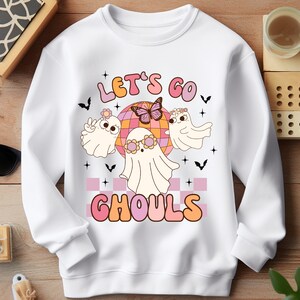 Let&#39;s Go Ghouls Halloween-sweater, Spooky Ghost-sweater