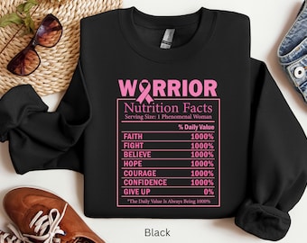 Sudadera de concienciación sobre el cáncer de mama: Información nutricional de Warrior Pink Ribbon