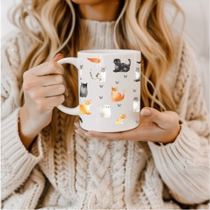 Cat Mug, Cute Cat Mug, Cat Lover Gift, Crazy Cat Lady, Cat Dad, Cat Mom, Funny Cat Mug, Cat Coffee Mug, Cat Cup 15oz, Cat Pattern Mug