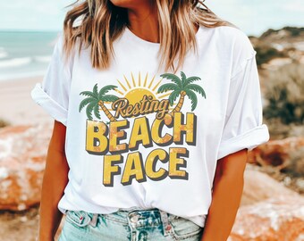 Ruhe Strand Gesicht, Sommer Shirt, Retro Strand Shirt, Sommer Shirts für Frauen, Palme Shirt, Tropisches Shirt, Vintage Palme Shirt, Geschenk