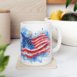 Happy 4th of July, Patriotic Mug, American Flag Gift, Fourth of July Coffee Mug, July 4th, 4th of July Gift, Independence Day Mug, USA Mug