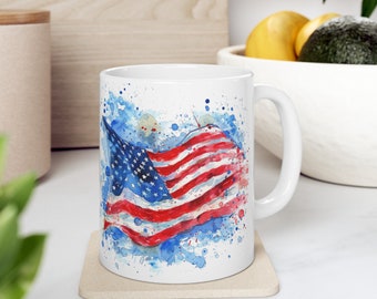Koffiemok met patriottische Amerikaanse vlag, cadeau voor 4 juli