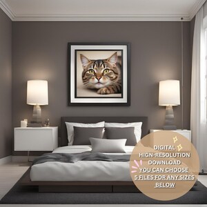 Cat wall art | Loneliness Tabby Cat | Digital Download | AI-Generated | AI Art |  Cute Animal Prints — Shinobuki.store