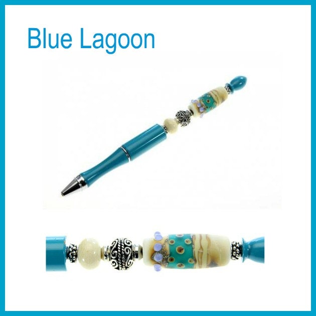 Ballpoint Acrylic Pen Blue large 1.5+mm hole beads beadable add-a-bead –  Merzies