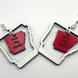 Arkansas Razorbacks Earrings - Woo Pig Earrings - Hogs Earrings - Arkansas Earrings - Razorback Earrings-U of A -Razorback Hogs Earrings