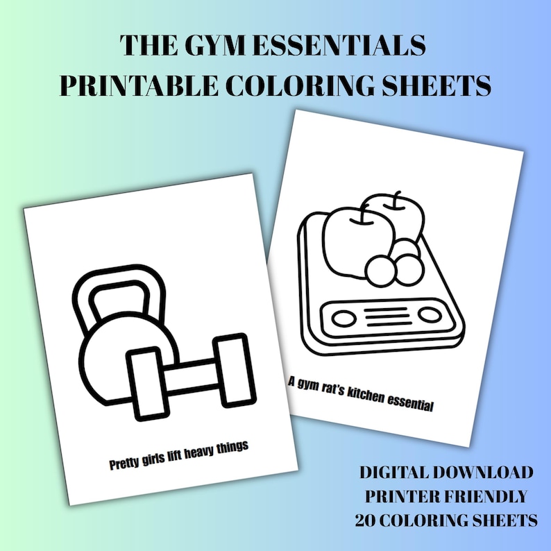 6 Essentials Coloring 20 Gym Essentials Printable Coloring Sheets - Etsy