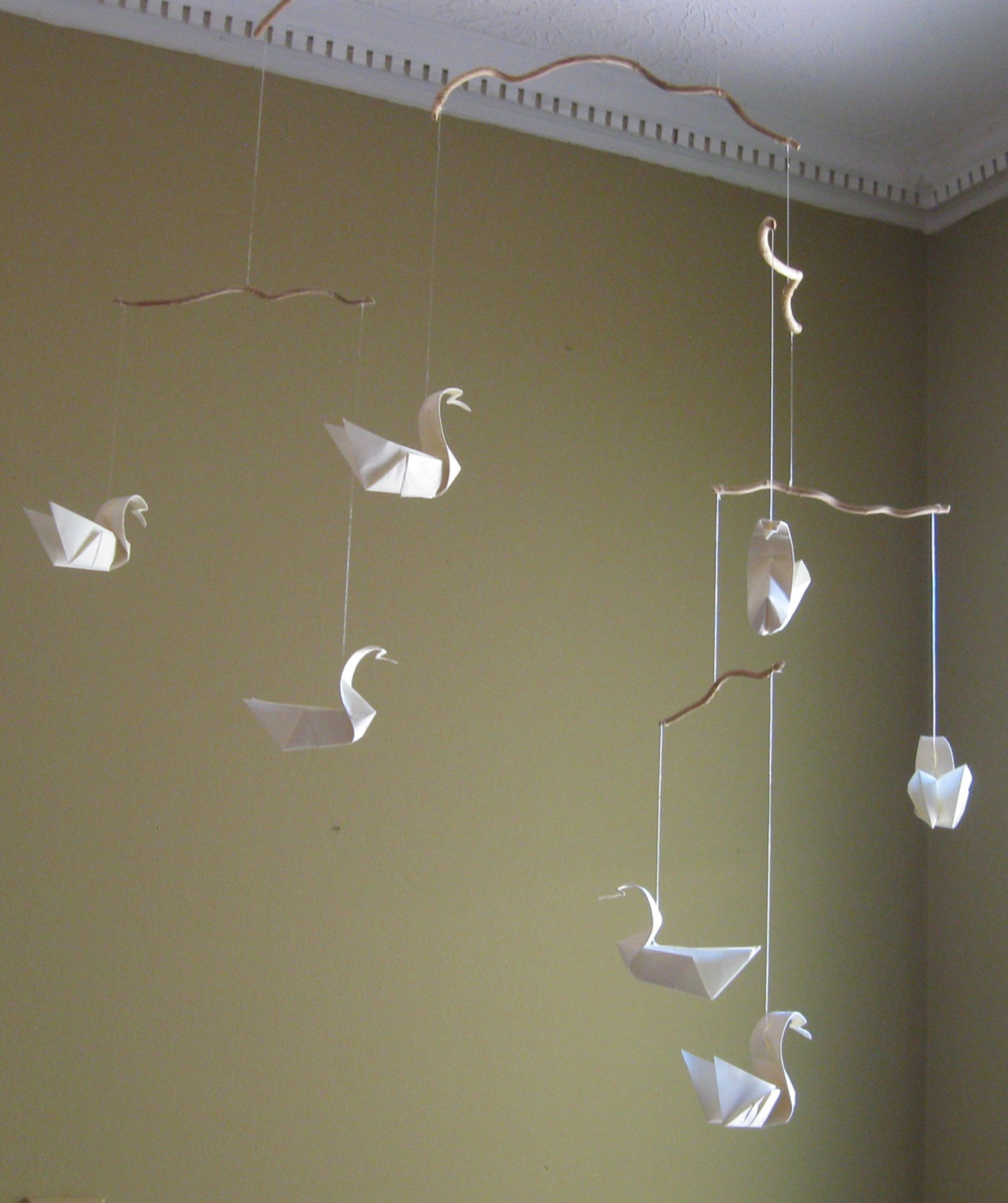 Origami Swan Mobile Zeven Zwanen Etsy