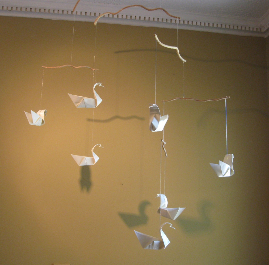 Origami Swan Mobile Zeven Zwanen Etsy