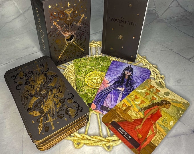 Gilded Rider Waite Woven Path Tarot Deck - Medieval Tapestry Fantasy Art Traditional Rider ...