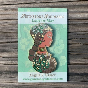Goddesses of Spring Hard Enamel Pin Set OR Single Pin Art Nouveau Birthstone and Birth Flower for March, April, and May Lady of May