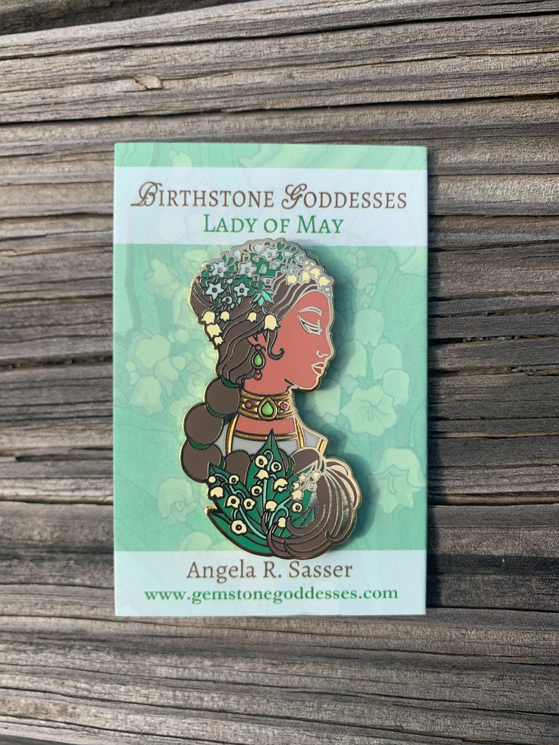 Goddesses of Spring Hard Enamel Pin Set OR Single Pin Art Nouveau Birthstone and Birth Flower for March, April, and May Lady of May