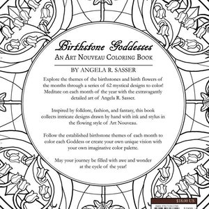 Birthstone Goddesses Coloring Book: A Birthstone and Birth Flower Series in the Art Nouveau Style Line Art to Color by Angela R. Sasser image 8