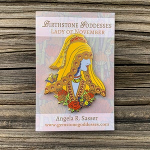 Goddesses of Autumn Hard Enamel Pin Set OR Single Pin Art Nouveau Birthstone and Birth Flower for September, October, and November Lady of November