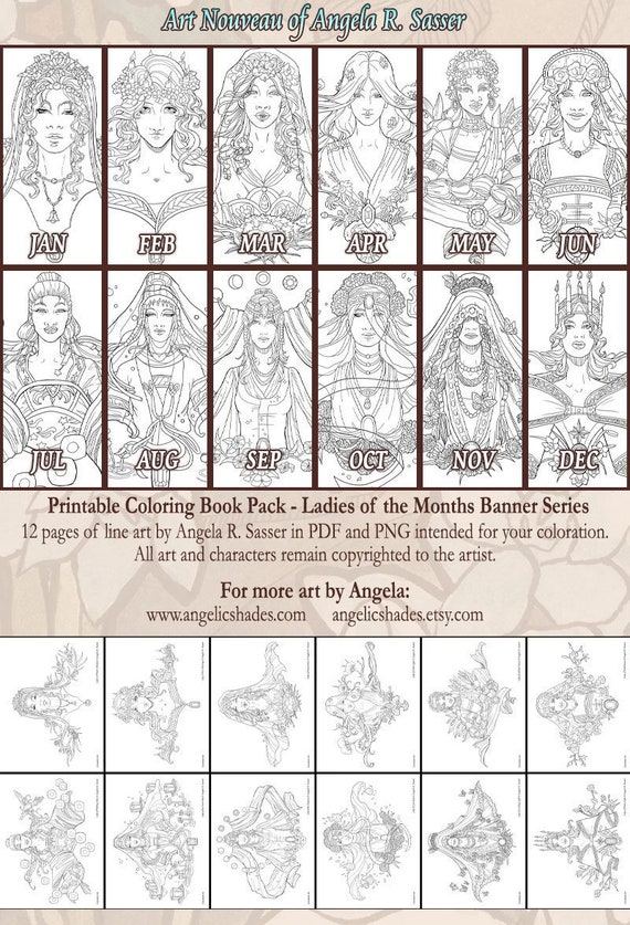 Printable Coloring Book Pack Of 12 Pages For Adults Etsy