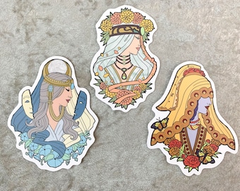 Set or Single Stickers - Goddesses of Autumn Removable Vinyl Sticker 4 inch - September, November, and October Birthstone Goddesses Series