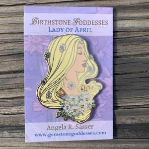 Goddesses of Spring Hard Enamel Pin Set OR Single Pin Art Nouveau Birthstone and Birth Flower for March, April, and May Lady of April